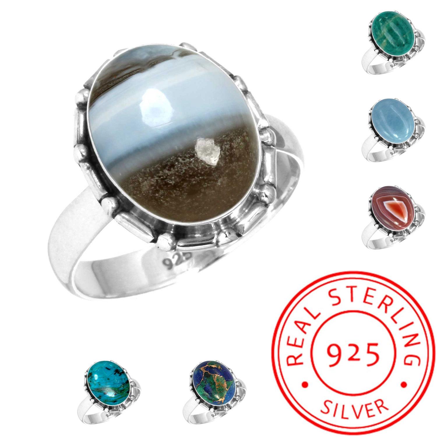 925 Sterling Silver Ring Women Gemstone Handmade Jewelry Christmas Gift Amazonite Angelite Blue Opal Botswana Agate Mohave Azurite Chrysocolla 10
925 Sterling Silver Ring Women Gemstone Handmade Jewelry Christmas Gift Amazonite Angelite Blue Opal Botswana Agate Mohave Azurite Chrysocolla 10