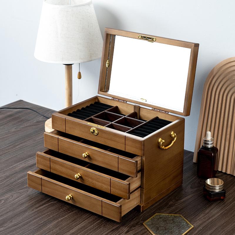 Exquisite Vintage Solid Wood Jewelry Box with Lock for Necklaces, Earrings, and Rings 29x19x17cm
Exquisite Vintage Solid Wood Jewelry Box with Lock for Necklaces, Earrings, and Rings 29x19x17cm