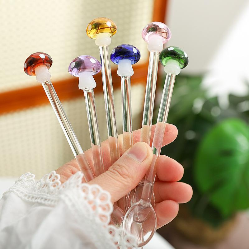 w Cute 3D Mushroom Glass Spoon Set, Heat-Resistant Borosilicate Glass, Long Handle Stirring Spoon for Coffee & Milk, Colorful S
w Cute 3D Mushroom Glass Spoon Set, Heat-Resistant Borosilicate Glass, Long Handle Stirring Spoon for Coffee & Milk, Colorful S