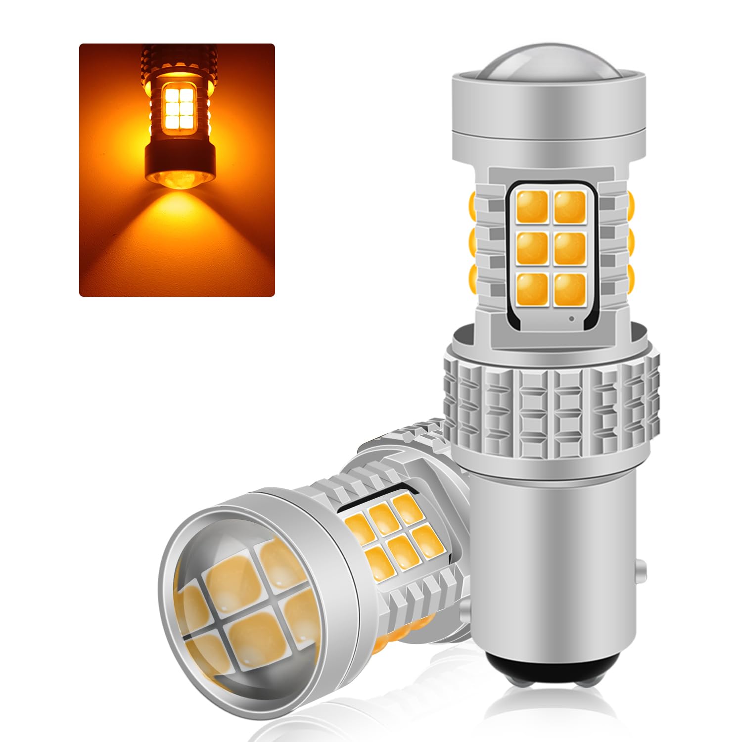 Fenikso S25 LED Double Turn Signal Amber Cornering Lamp 30 Rows 180° Step-Off Pin BAY15D with Diffusion Lens DC12V 2pcs S25 Double Ball
Fenikso S25 LED Double Turn Signal Amber Cornering Lamp 30 Rows 180° Step-Off Pin BAY15D with Diffusion Lens DC12V 2pcs S25 Double Ball