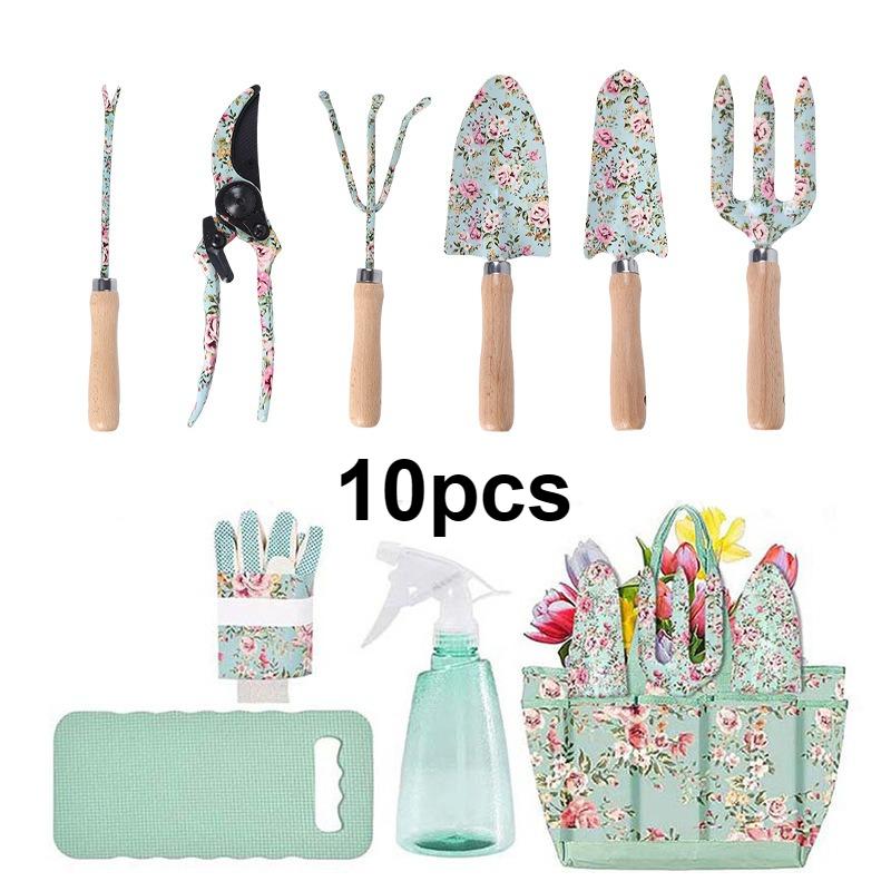 10pcs Garden Tool Set Household Planting Printed Wooden Handle Iron Shovel Rake Scissors Gardening Tools
10pcs Garden Tool Set Household Planting Printed Wooden Handle Iron Shovel Rake Scissors Gardening Tools