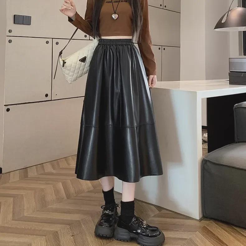 Plus Size A-Line PU Leather Midi Skirt for Women - Elastic Waist, Brown, Vintage Style, Petite, Spring/Autumn 3XL
Plus Size A-Line PU Leather Midi Skirt for Women - Elastic Waist, Brown, Vintage Style, Petite, Spring/Autumn 3XL