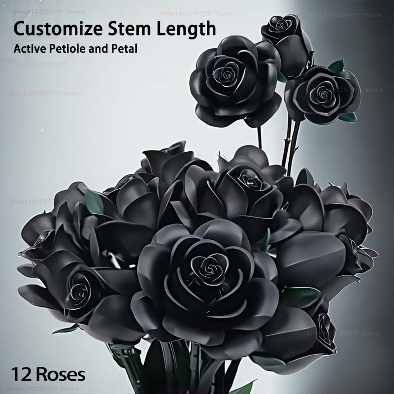New 12 PCS Black Rose Building Block Set Plant Bouquet High Quality Simulated Roses Flowers Gothic Decoration Mother s Day Gifts
New 12 PCS Black Rose Building Block Set Plant Bouquet High Quality Simulated Roses Flowers Gothic Decoration Mother s Day Gifts