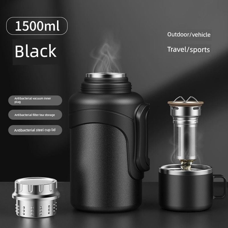 All-Steel 316 Large-Capacity Thermos Cup for Men, Outdoor Travel, Tea Brewing, Portable Car-Mounted Household Water Kettle Black 1500ml
All-Steel 316 Large-Capacity Thermos Cup for Men, Outdoor Travel, Tea Brewing, Portable Car-Mounted Household Water Kettle Black 1500ml