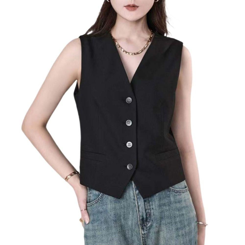 Suit Vest Buttons Breasted Vest Jacket V-neck Women Cropped Waistcoat Casual Summer L чорний
Suit Vest Buttons Breasted Vest Jacket V-neck Women Cropped Waistcoat Casual Summer L чорний