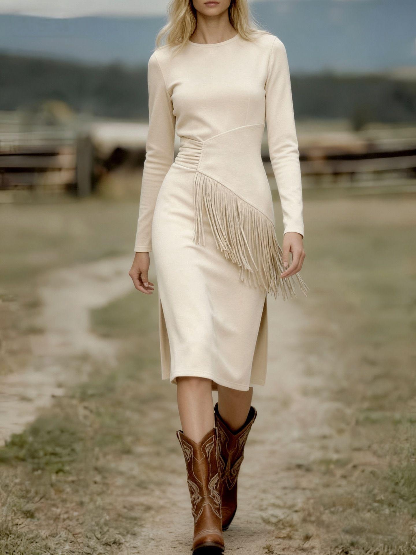 Brown Long Sleeve Bodycon Dress with Asymmetrical Fringe XXL абрикосовий
Brown Long Sleeve Bodycon Dress with Asymmetrical Fringe XXL абрикосовий