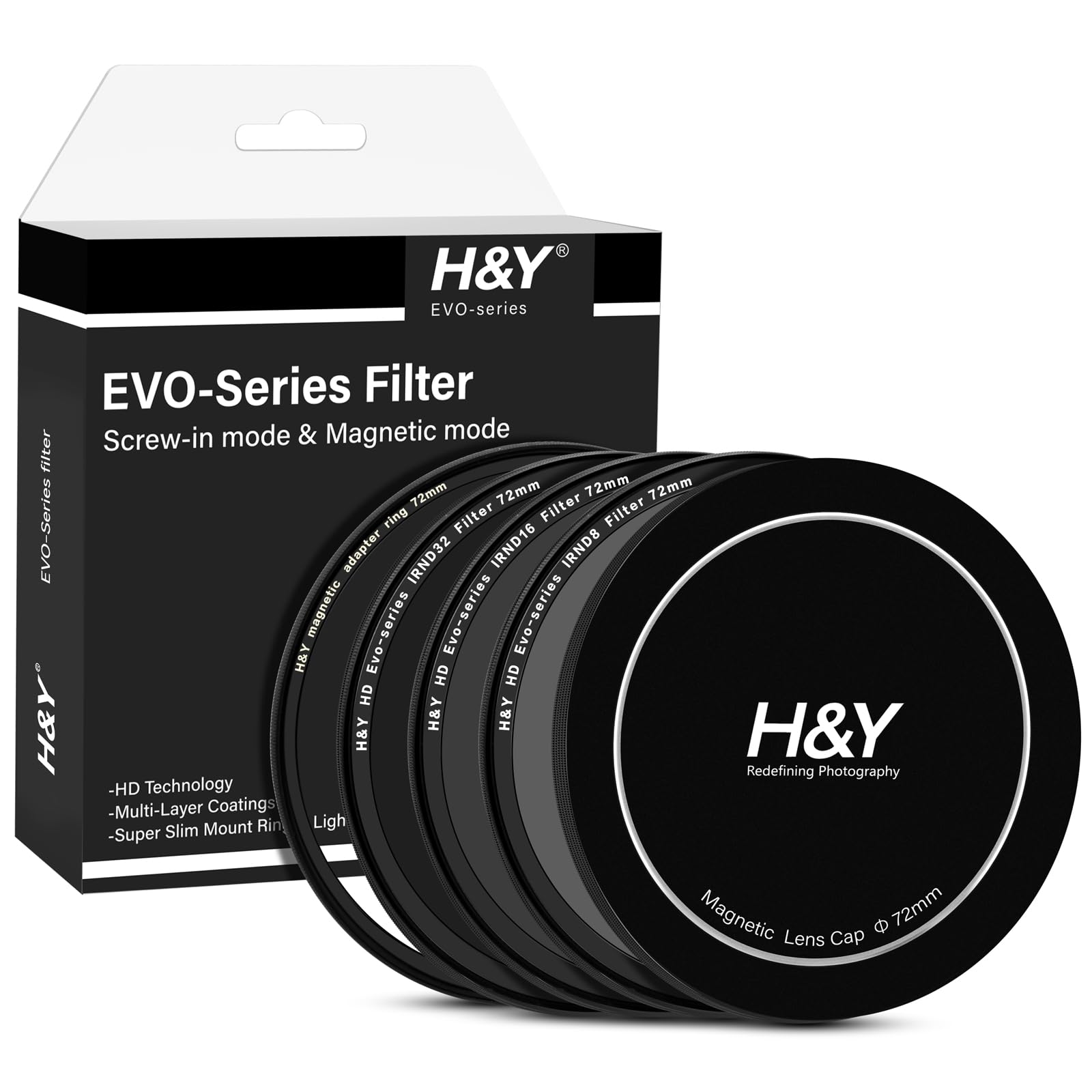 ND Filter 72mm HD EVO Video ND Kit Evo Compatible with both magnetic and types ND8 ND16 ND32 Filter set with case Thin frame EVK72 H&Y screw-in
ND Filter 72mm HD EVO Video ND Kit Evo Compatible with both magnetic and types ND8 ND16 ND32 Filter set with case Thin frame EVK72 H&Y screw-in