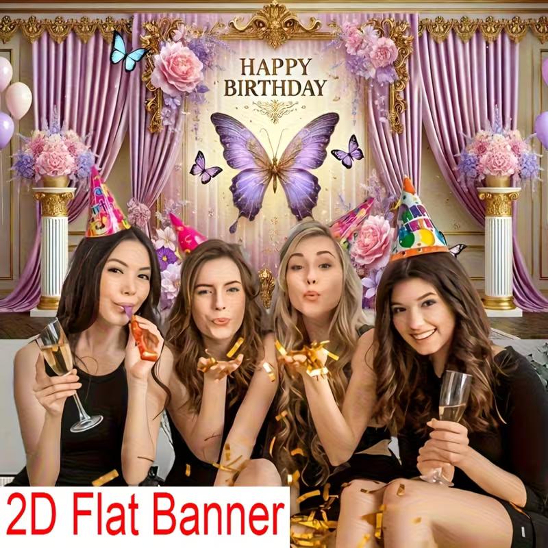 2D Elegant Purple Butterfly Birthday Backdrop Banner Floral Curtain Happy Birthday Party Decor Background 47.2x31.5inch/120*80cm
2D Elegant Purple Butterfly Birthday Backdrop Banner Floral Curtain Happy Birthday Party Decor Background 47.2x31.5inch/120*80cm