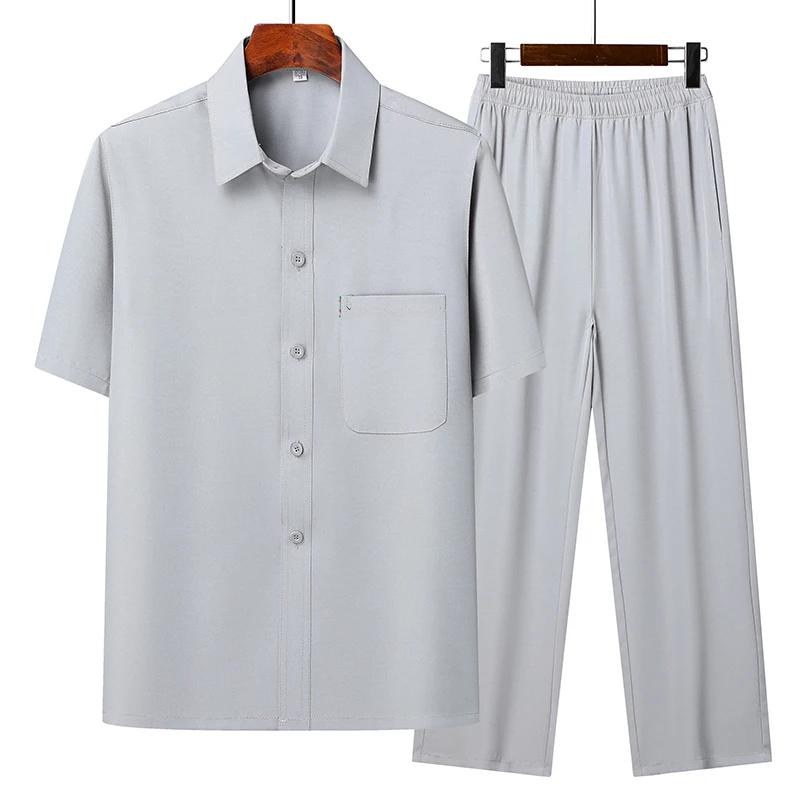 (Top + Pants) Summer Leisure All Match Middle-aged and Old Dad Men Grandpa Loose Lapel Half-sleeve Shirt Set S светло-серый
(Top + Pants) Summer Leisure All Match Middle-aged and Old Dad Men Grandpa Loose Lapel Half-sleeve Shirt Set S светло-серый