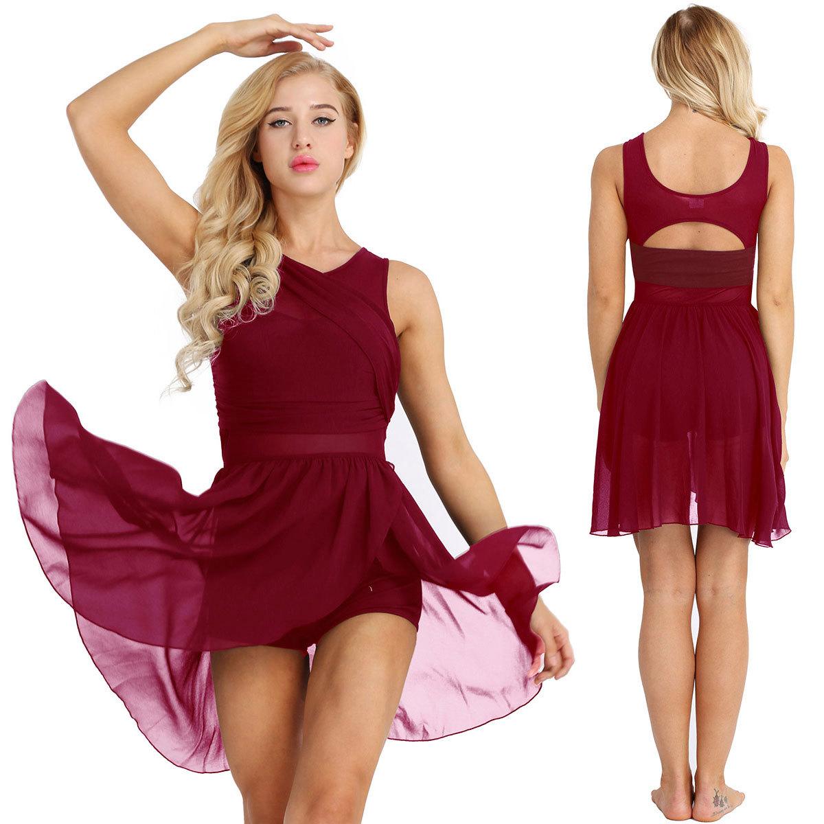 Жіночі асиметричні шифонові ліричні танцювальні костюми без рукавів, еластична балетна пачка, гімнастичне трико, танцювальне плаття 3XL вина червоного кольору
Жіночі асиметричні шифонові ліричні танцювальні костюми без рукавів, еластична балетна пачка, гімнастичне трико, танцювальне плаття 3XL вина червоного кольору