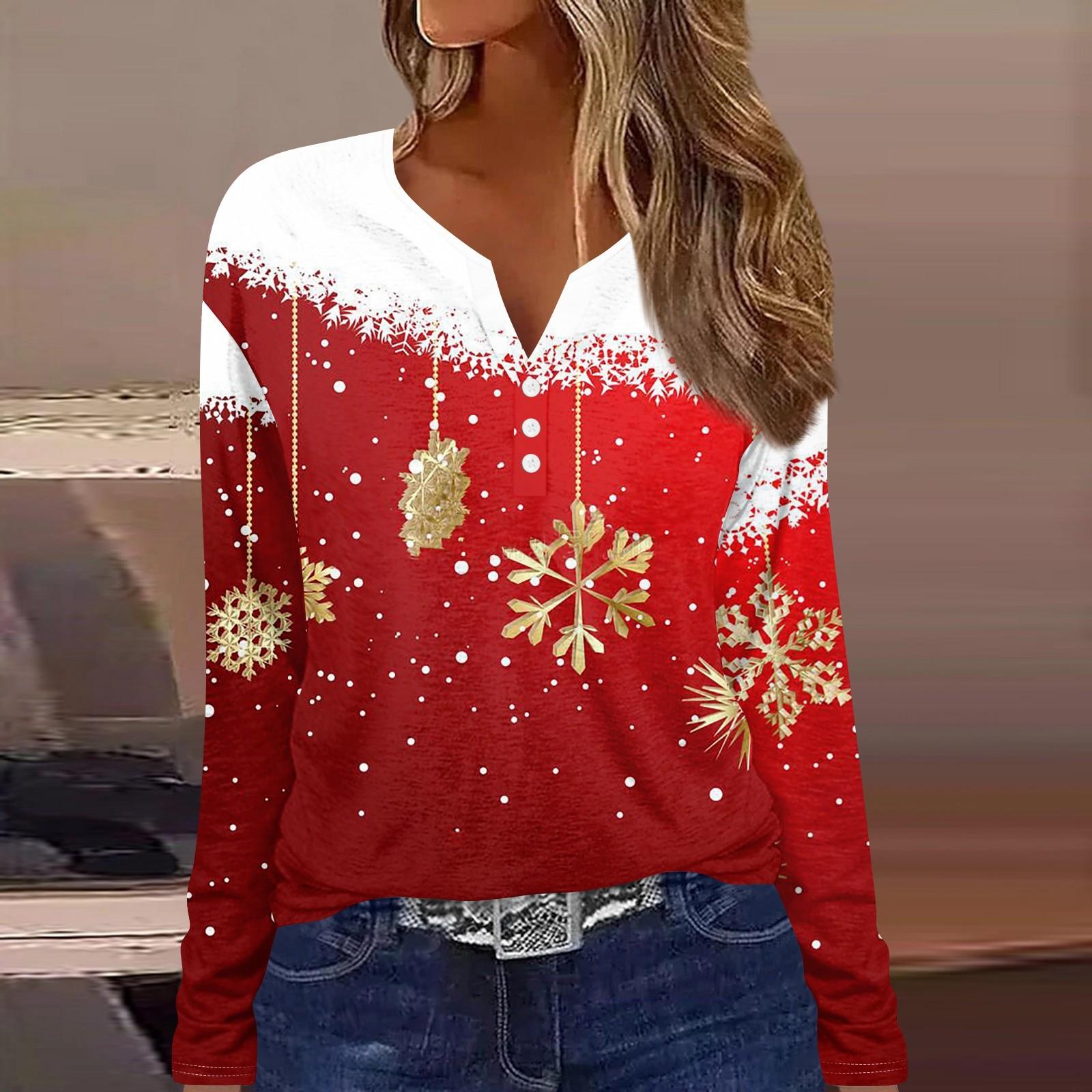 Длинные рукава женские топы с цветочным принтом винтажная мода повседневные свободные с V-образным вырезом рубашки больших размеров Рождество L красный
Длинные рукава женские топы с цветочным принтом винтажная мода повседневные свободные с V-образным вырезом рубашки больших размеров Рождество L красный