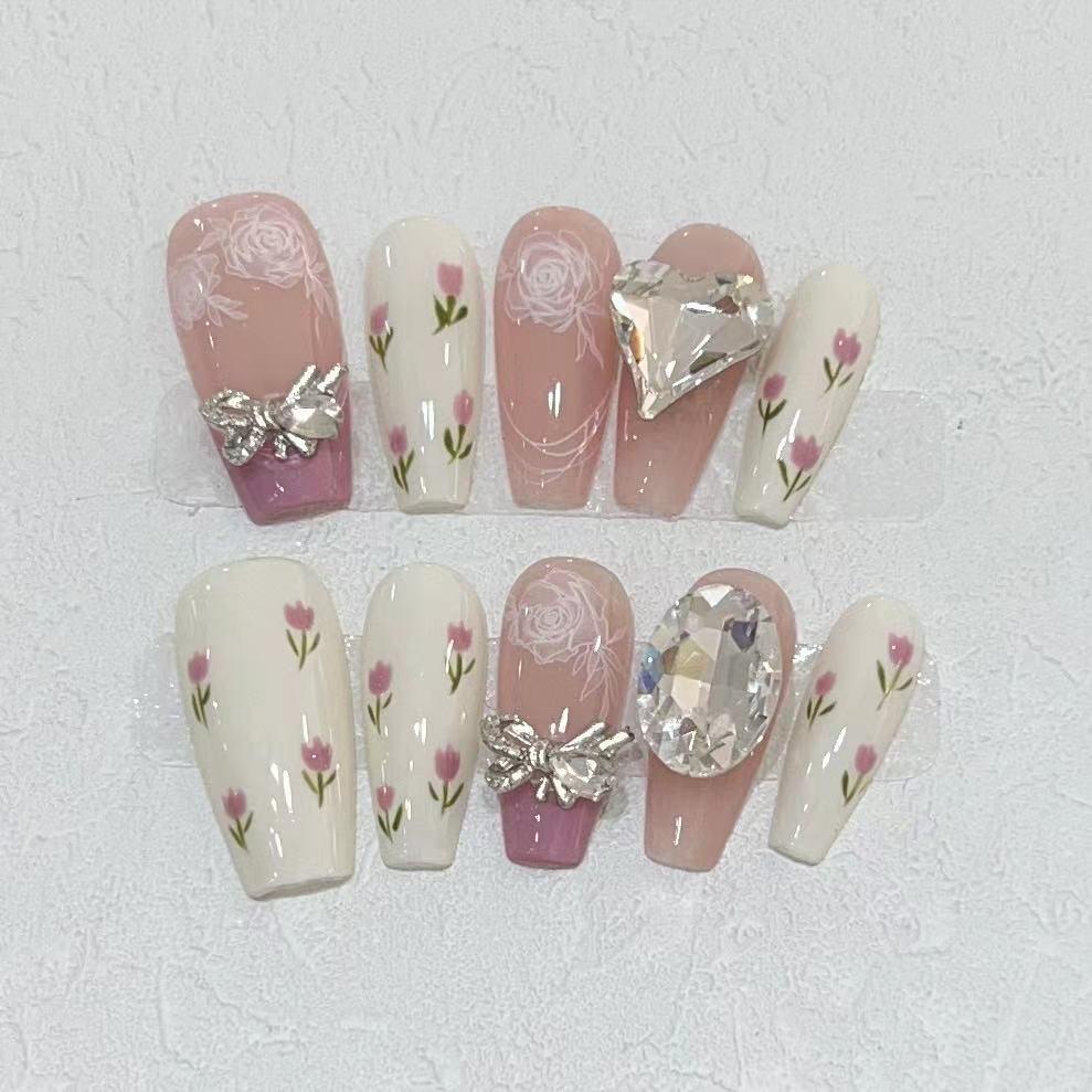 High-End Handmade Summer Nude French Flash Diamond Removable False Nail Stickers Medium M
High-End Handmade Summer Nude French Flash Diamond Removable False Nail Stickers Medium M