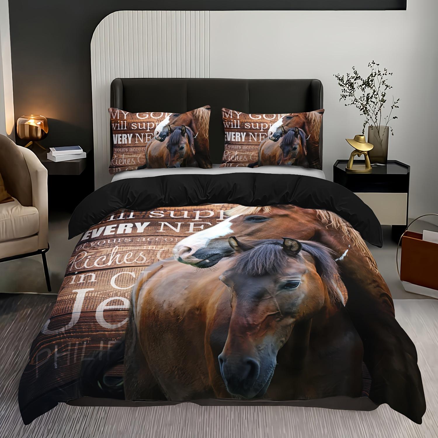 Fashionable Letter Animal Horse Print Bedding Set Soft Comfortable And Breathable Duvet Cover For Bedroom Guest Room 135X200cm
Fashionable Letter Animal Horse Print Bedding Set Soft Comfortable And Breathable Duvet Cover For Bedroom Guest Room 135X200cm