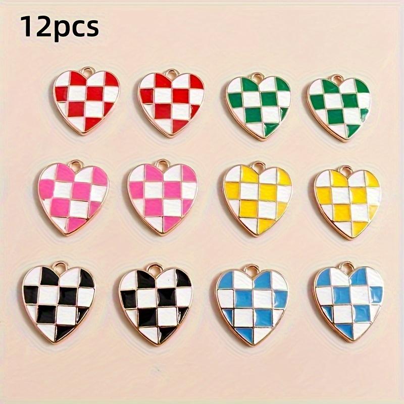 12 pieces of enamel heart-shaped pendant with grid design, zinc alloy pendant suitable for DIY jewelry, keychains, and earrings 12pcs
12 pieces of enamel heart-shaped pendant with grid design, zinc alloy pendant suitable for DIY jewelry, keychains, and earrings 12pcs