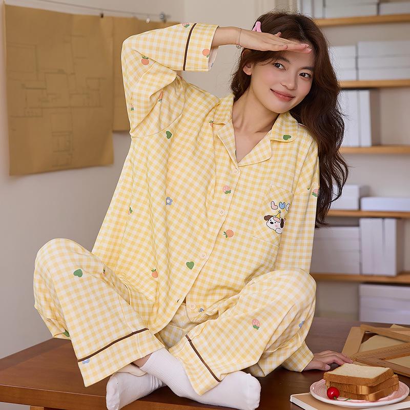 Женский пижамный кардиган из чистого хлопка с длинным рукавом - Весна/Осень, Можно носить на улице, Милая домашняя одежда больших размеров Large
Женский пижамный кардиган из чистого хлопка с длинным рукавом - Весна/Осень, Можно носить на улице, Милая домашняя одежда больших размеров Large