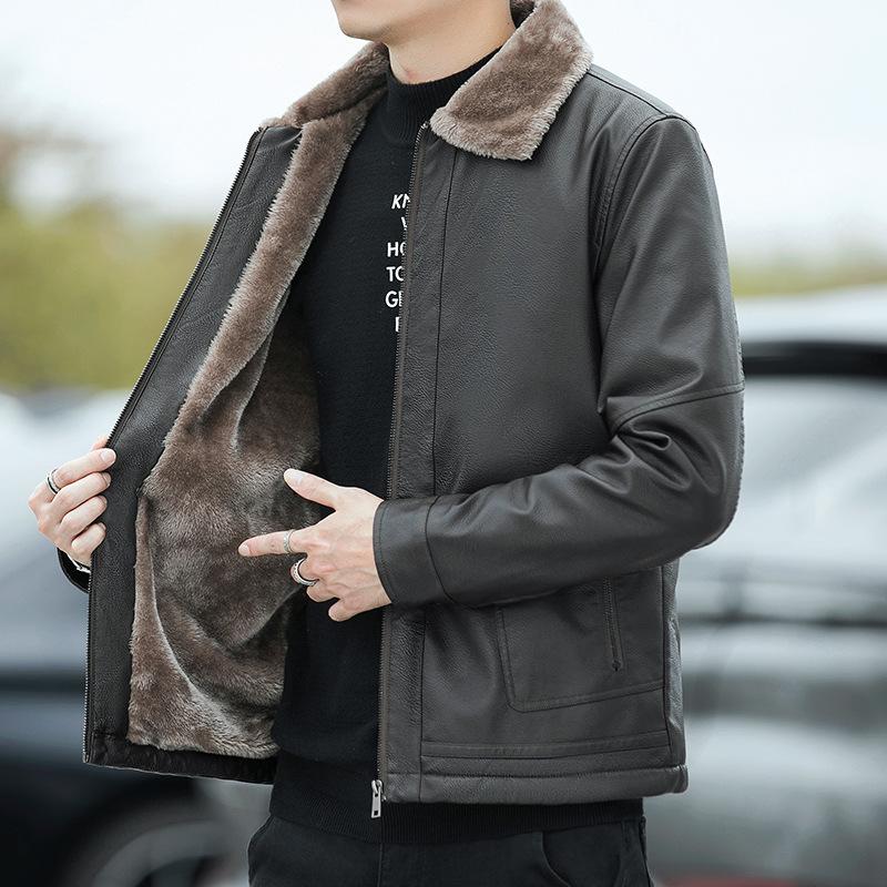 Winter Thickened Velvet Warm and Comfortable Leather Jacket for Men Green Lapel Korean Style Slim Men s Thickened Fur Collar Jacket for Men 3XL
Winter Thickened Velvet Warm and Comfortable Leather Jacket for Men Green Lapel Korean Style Slim Men s Thickened Fur Collar Jacket for Men 3XL