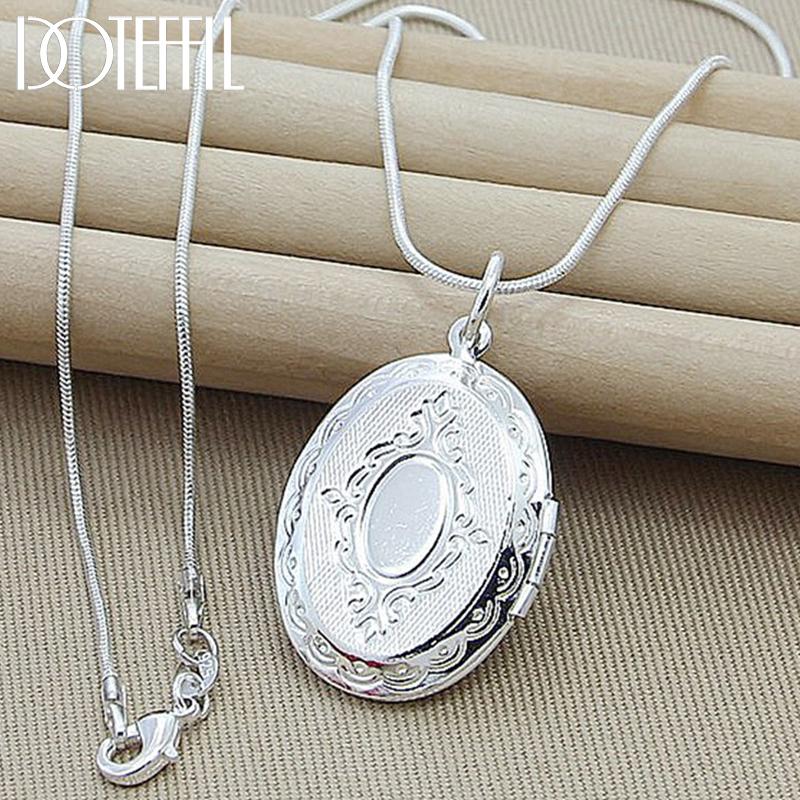 DOTEFFIL 925 Silver Oval Round Photo Frame Pendant Necklace 18/20-28/30 Inch Snake Chain For Woman Man Wedding Jewelry 75cm
DOTEFFIL 925 Silver Oval Round Photo Frame Pendant Necklace 18/20-28/30 Inch Snake Chain For Woman Man Wedding Jewelry 75cm