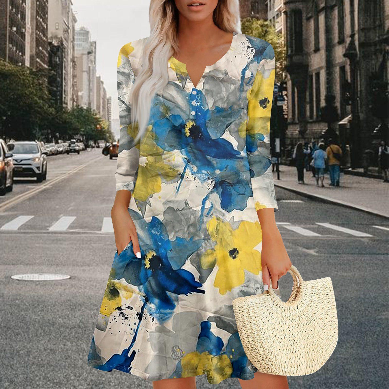 Женское летнее платье, свободное платье с V-образным вырезом, рукавом три четверти и карманами XL арбуз красный
Женское летнее платье, свободное платье с V-образным вырезом, рукавом три четверти и карманами XL арбуз красный