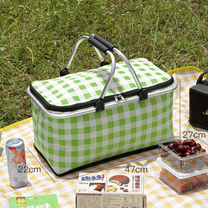 Outdoor Picnic Basket Large Capacity Foldable with Aluminum Foil and Metal Frame Essential Thermal Insulation Camping Lunch Bag зелёный
Outdoor Picnic Basket Large Capacity Foldable with Aluminum Foil and Metal Frame Essential Thermal Insulation Camping Lunch Bag зелёный