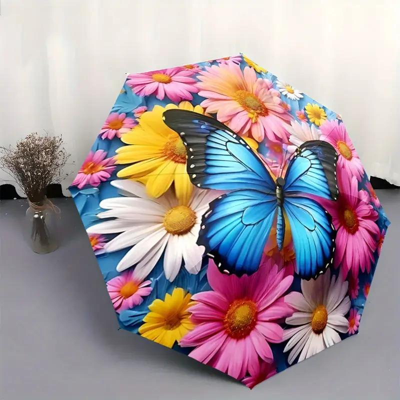 Large Blue Butterfly and Colorful Sunflower Automatic Folding Umbrella, Portable Foldable Design with 8 Ribs Durable Frame for (as the picture,Iron&8K)
Large Blue Butterfly and Colorful Sunflower Automatic Folding Umbrella, Portable Foldable Design with 8 Ribs Durable Frame for (as the picture,Iron&8K)