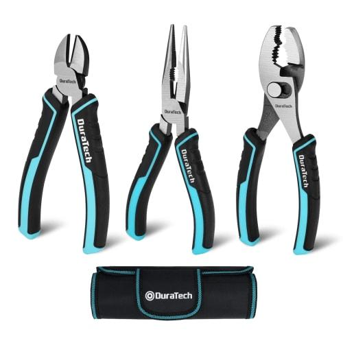 DuraTech 3-Piece Pliers Set: Nippers, Needle-Nose Pliers, Slip Joint Pliers, Combination Pliers, Diagonal Cutting Pliers, and Needle-Nose Pliers with
DuraTech 3-Piece Pliers Set: Nippers, Needle-Nose Pliers, Slip Joint Pliers, Combination Pliers, Diagonal Cutting Pliers, and Needle-Nose Pliers with