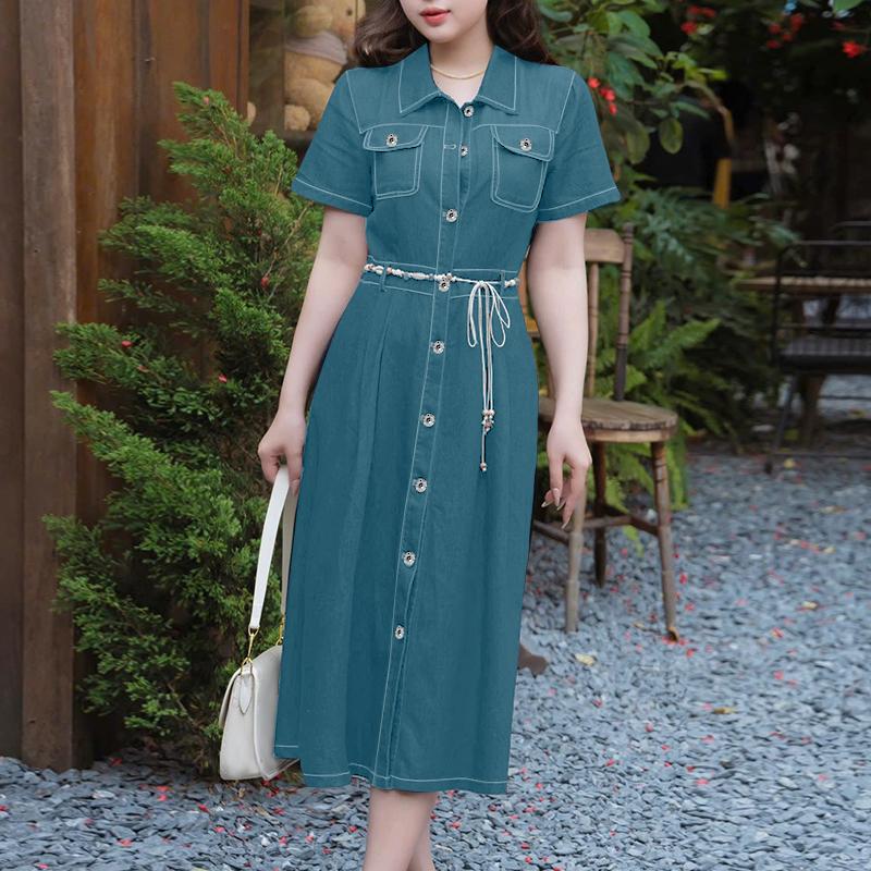 ZANZEA Женское повседневное платье-рубашка с отложным воротником и коротким рукавом M
ZANZEA Женское повседневное платье-рубашка с отложным воротником и коротким рукавом M