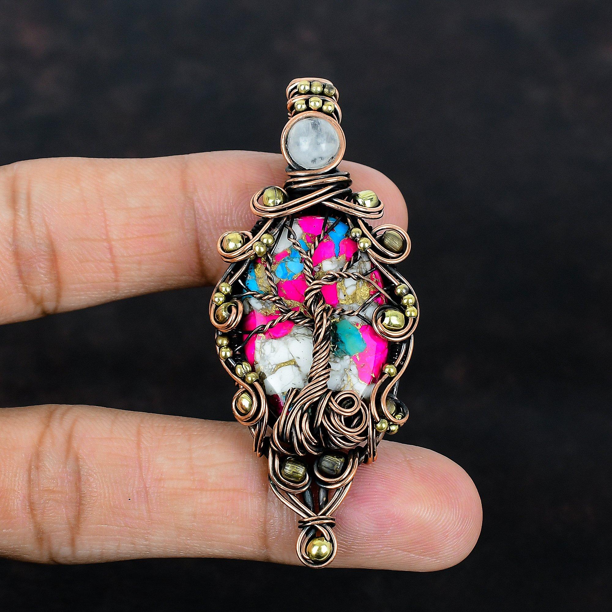 Tree of life cotton candy turquoise pendant copper wire wrapped pendant rainbow moonstone gemstone pendant handmade jewelry engagement gifts
Tree of life cotton candy turquoise pendant copper wire wrapped pendant rainbow moonstone gemstone pendant handmade jewelry engagement gifts