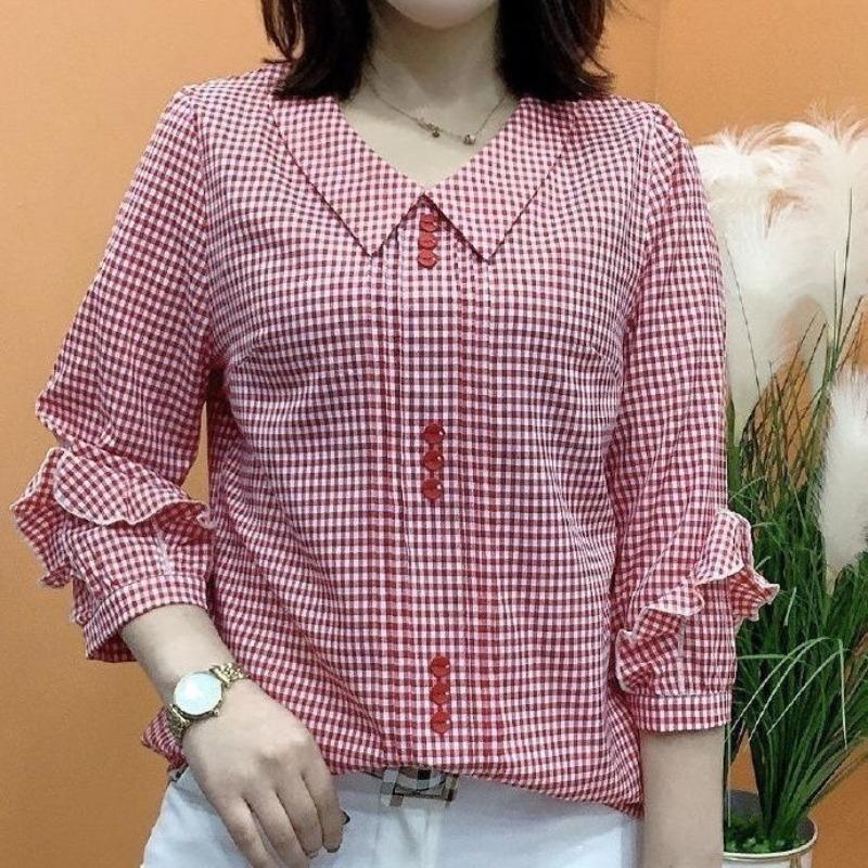 Plaid Shirt T-shirt Women s Summer Fashion Small Shirt Mother Three-quarter Sleeve Top 5XL червоний
Plaid Shirt T-shirt Women s Summer Fashion Small Shirt Mother Three-quarter Sleeve Top 5XL червоний