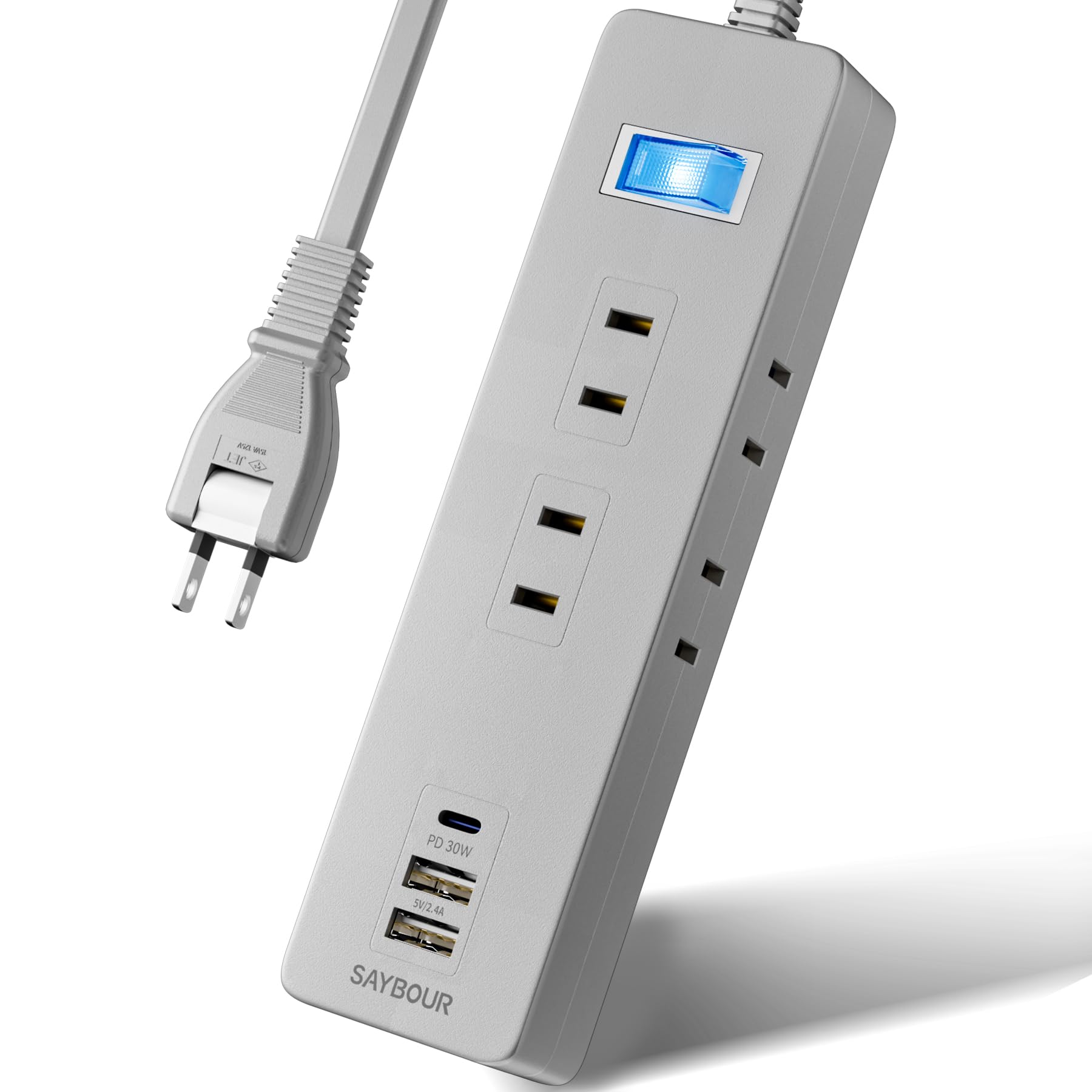 SAYBOUR Extension Cord Power Strip with USB Fast Charging (PD 30W), 6 Outlets, Surge Protection, Switch, Wood Grain Finish, LC-6C1S-2A1C (Gray, 2.5m)
SAYBOUR Extension Cord Power Strip with USB Fast Charging (PD 30W), 6 Outlets, Surge Protection, Switch, Wood Grain Finish, LC-6C1S-2A1C (Gray, 2.5m)