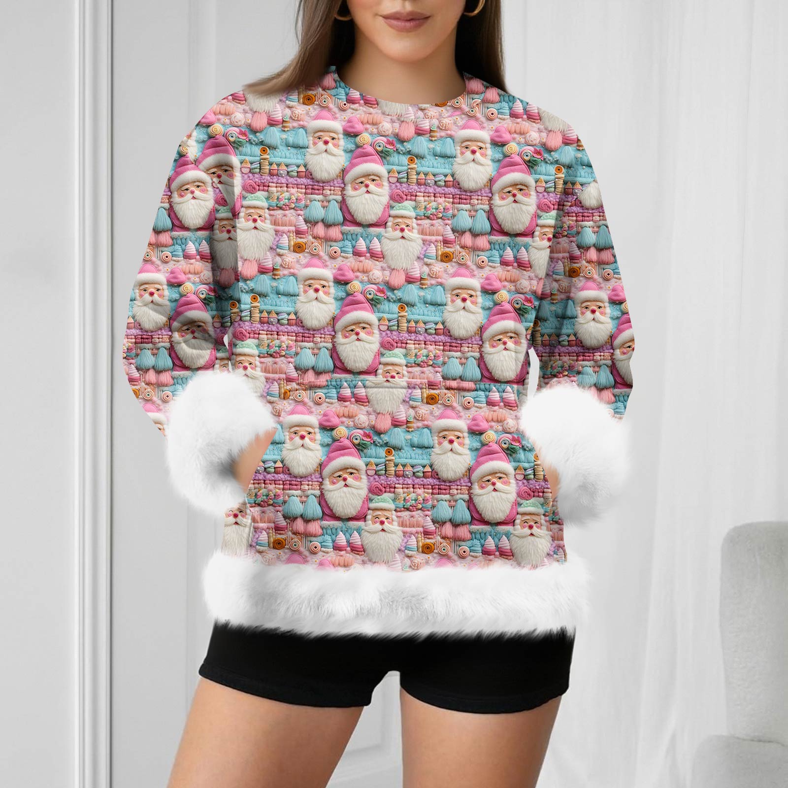 Женский повседневный свитшот с длинными рукавами и рождественским ретро-принтом L
Женский повседневный свитшот с длинными рукавами и рождественским ретро-принтом L