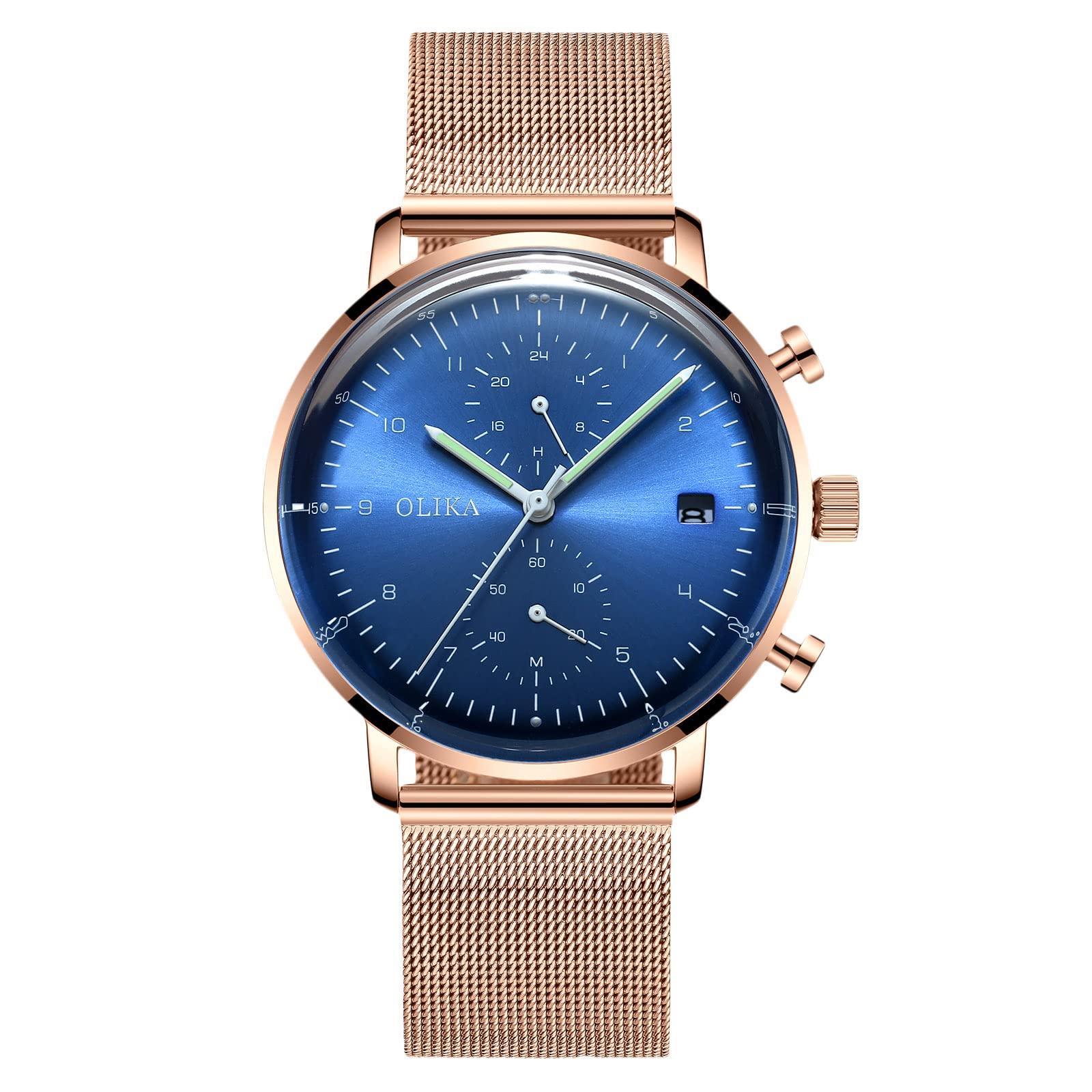 RORIOS Men s Quartz Watch, Luminous, Date & 24H Display, Lightweight, Magnetic Mesh Band, Rose Gold Blue.
RORIOS Men s Quartz Watch, Luminous, Date & 24H Display, Lightweight, Magnetic Mesh Band, Rose Gold Blue.
