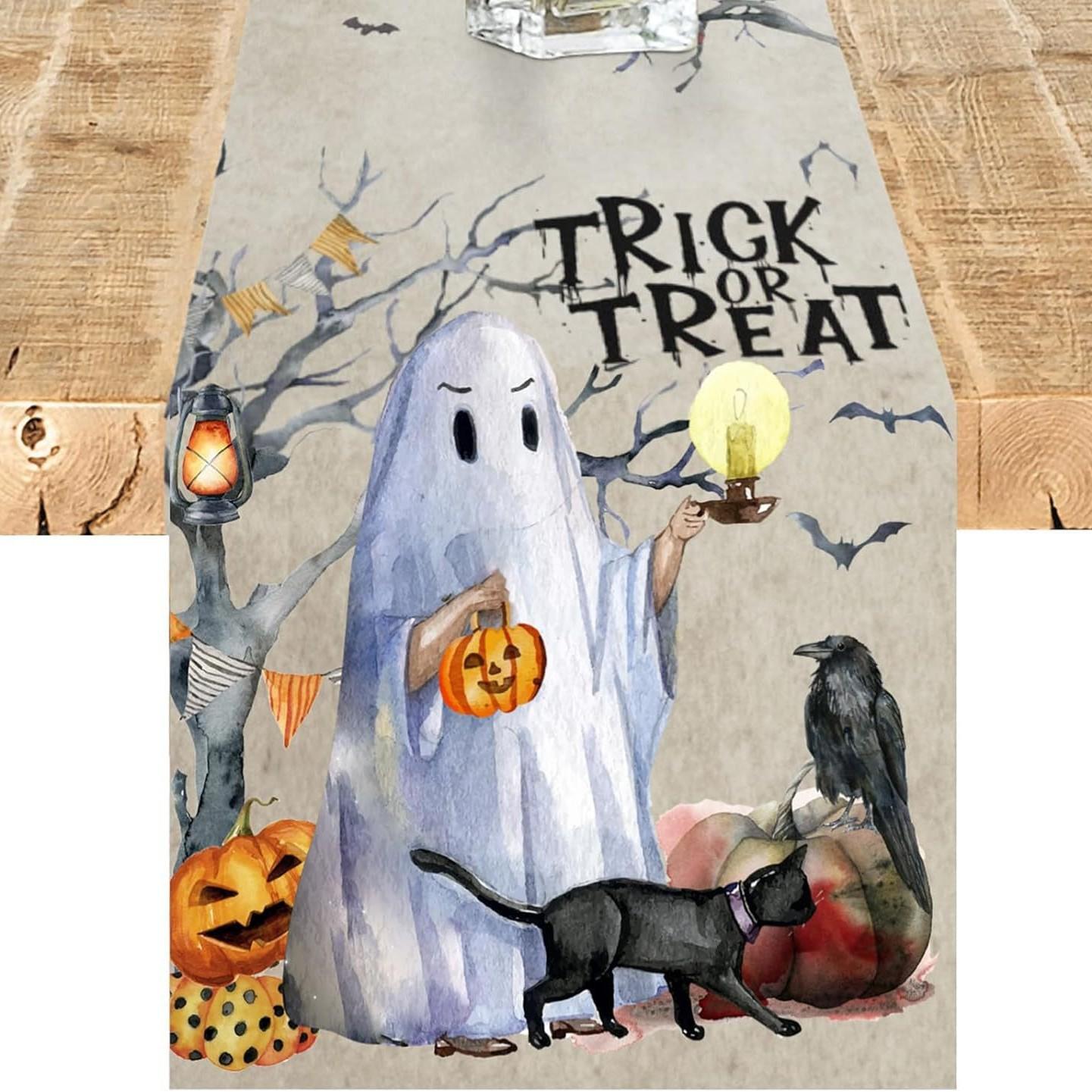 1pc Halloween Table Runner Black Cat Ghost Pumpkin Skull Design Durable Tablecloth for Halloween Dining Room Kitchen Decoration 33x183cm
1pc Halloween Table Runner Black Cat Ghost Pumpkin Skull Design Durable Tablecloth for Halloween Dining Room Kitchen Decoration 33x183cm