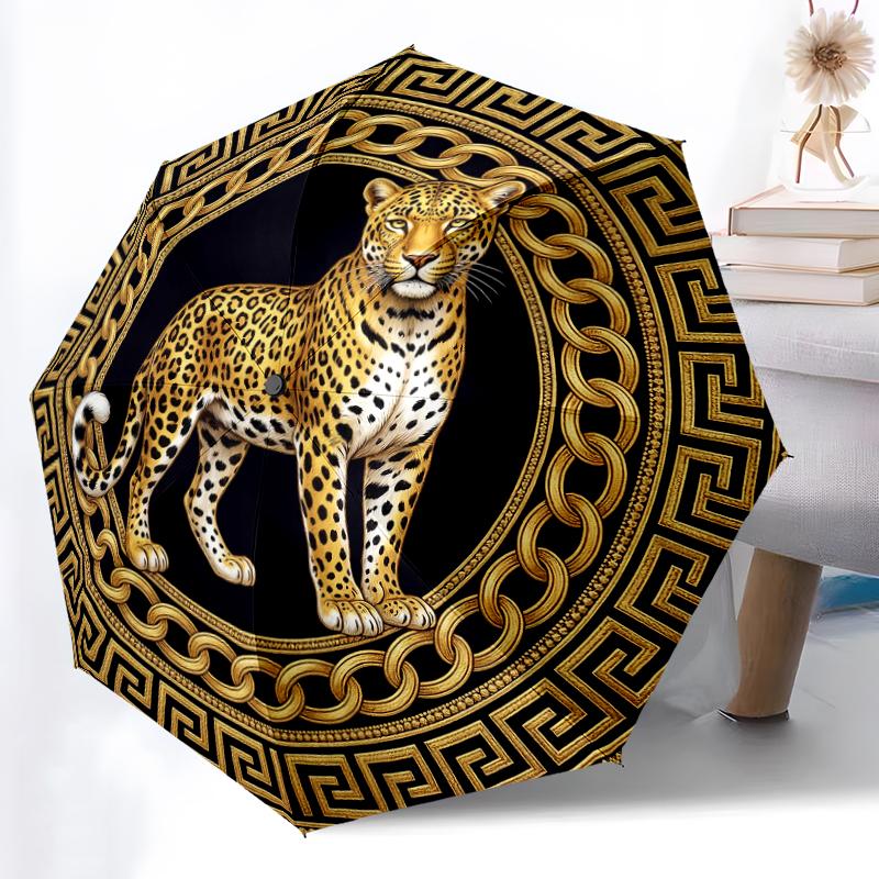 1pc Sturdy 8-Bone Auto Umbrella, Golden Black Leopard Umbrella, Digital Printed, Foldable Umbrella for On-the-Go Outdoor Use
1pc Sturdy 8-Bone Auto Umbrella, Golden Black Leopard Umbrella, Digital Printed, Foldable Umbrella for On-the-Go Outdoor Use
