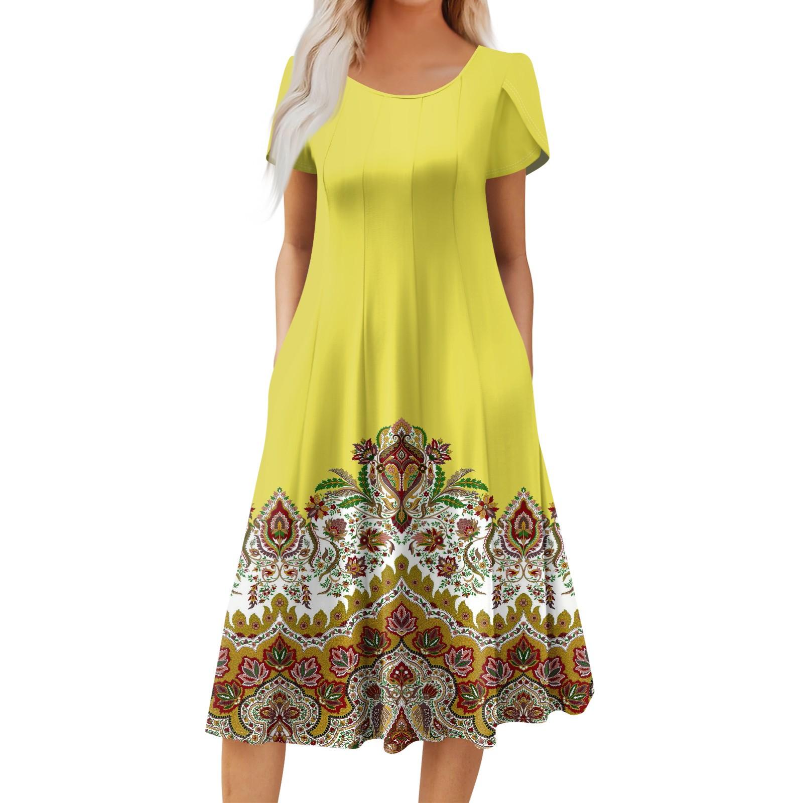 Женское повседневное модное платье миди с круглым вырезом и коротким рукавом, модное свадебное платье для гостей XL жёлтый
Женское повседневное модное платье миди с круглым вырезом и коротким рукавом, модное свадебное платье для гостей XL жёлтый