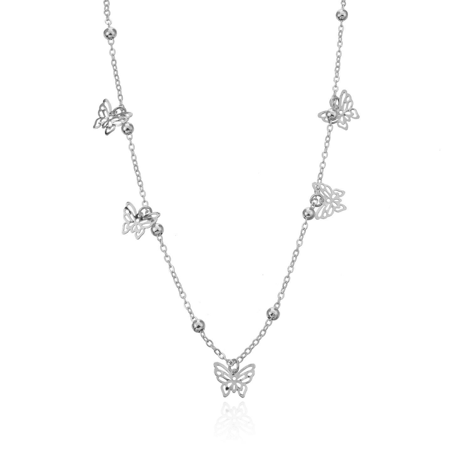 Fashion flat hollow butterfly pendant necklace female, simple and popular geometric round bead necklace
Fashion flat hollow butterfly pendant necklace female, simple and popular geometric round bead necklace