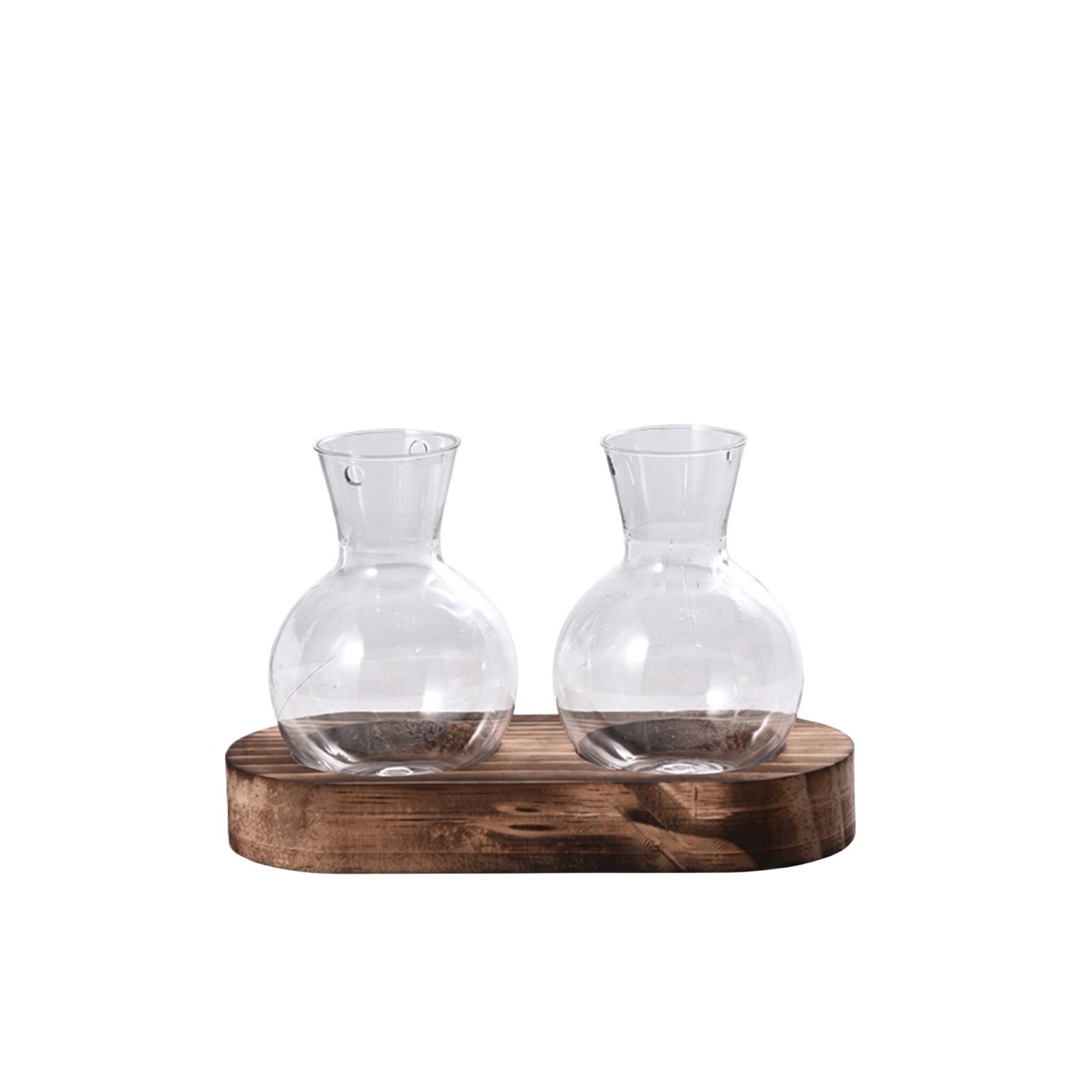 Creative Desktop Wooden Stand with Two Transparent Hydroponic Glass Vases for Home Decoration and Plant Display Modern Design
Creative Desktop Wooden Stand with Two Transparent Hydroponic Glass Vases for Home Decoration and Plant Display Modern Design