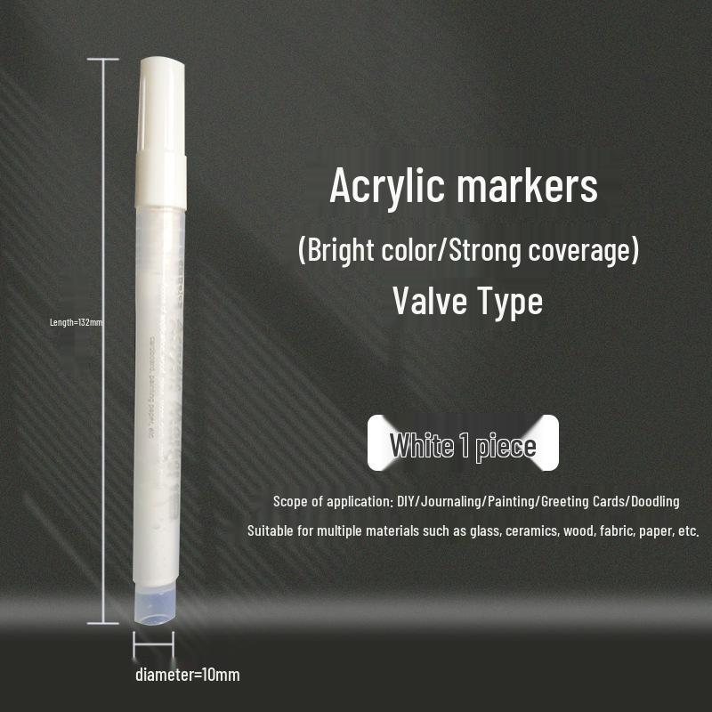 Acrylic White Marker for Journals - Waterproof, Oil-Proof, Quick-Drying, Thick Tip for Graffiti and Hand-Painting
Acrylic White Marker for Journals - Waterproof, Oil-Proof, Quick-Drying, Thick Tip for Graffiti and Hand-Painting