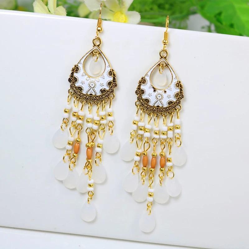 Bohemian Long Colorful Tassel Beads Water Drop Dangle Earrings For Women Vintage Gold Color Drop Glaze Earrings Pendientes Mujer білий
Bohemian Long Colorful Tassel Beads Water Drop Dangle Earrings For Women Vintage Gold Color Drop Glaze Earrings Pendientes Mujer білий