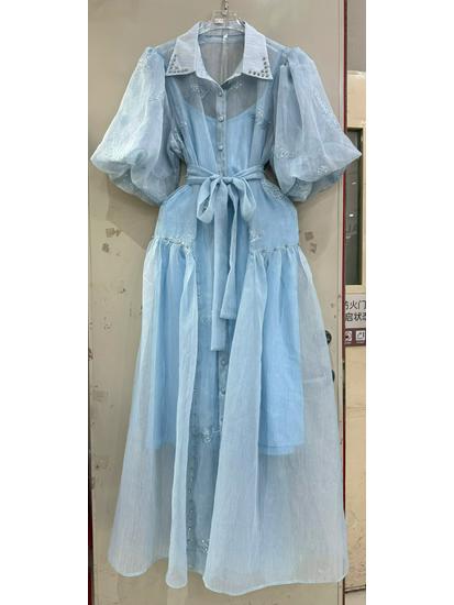 European & Vietnamese Design Lapel Patchwork Pleated Waist-Cinched Dress - Elegant High-End Style XL синій
European & Vietnamese Design Lapel Patchwork Pleated Waist-Cinched Dress - Elegant High-End Style XL синій