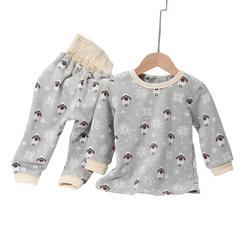 Jaydyequ Детский Животик Толстый Хлопок Длинный Рукав Домашняя Одежда Овечка Светлый 100см Пижама для Мальчиков, Теплее, Одежда Весна/Осень/Зима, Утепленная, Комплект, Детская