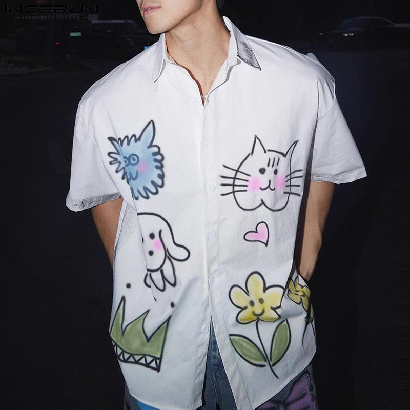 INCERUN Plus Size Cartoon Print Shirts Men Lapel Short Sleeve Casual Loose Tops S белый
INCERUN Plus Size Cartoon Print Shirts Men Lapel Short Sleeve Casual Loose Tops S белый