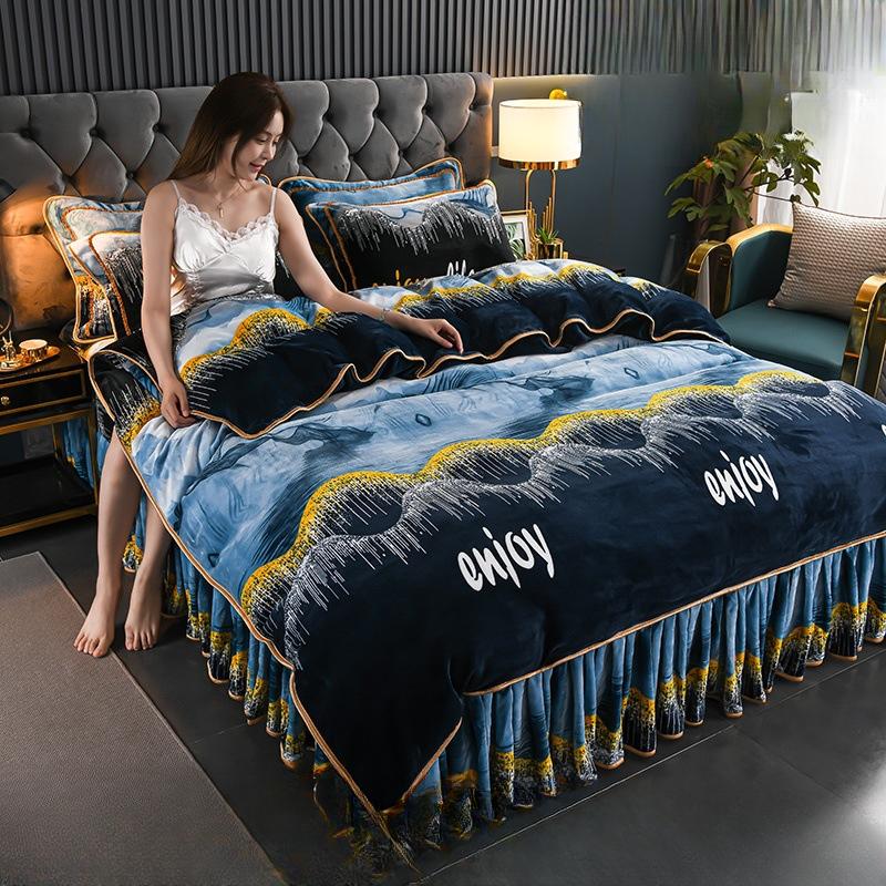 Winter Warm Milk Velvet Four-piece Bed Skirt Double-sided Printed Falai Velvet Quilt Cover Three-piece Bed Sheet Set
Winter Warm Milk Velvet Four-piece Bed Skirt Double-sided Printed Falai Velvet Quilt Cover Three-piece Bed Sheet Set