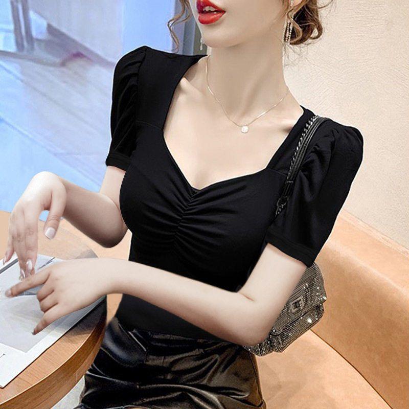 Square Neck Puff Sleeve Top for Women, French Chic Style, Short Sexy T-Shirt, Black Base Shirt, Long Sleeve Inner Wear for Summer Black Short Sleeves XXL
Square Neck Puff Sleeve Top for Women, French Chic Style, Short Sexy T-Shirt, Black Base Shirt, Long Sleeve Inner Wear for Summer Black Short Sleeves XXL