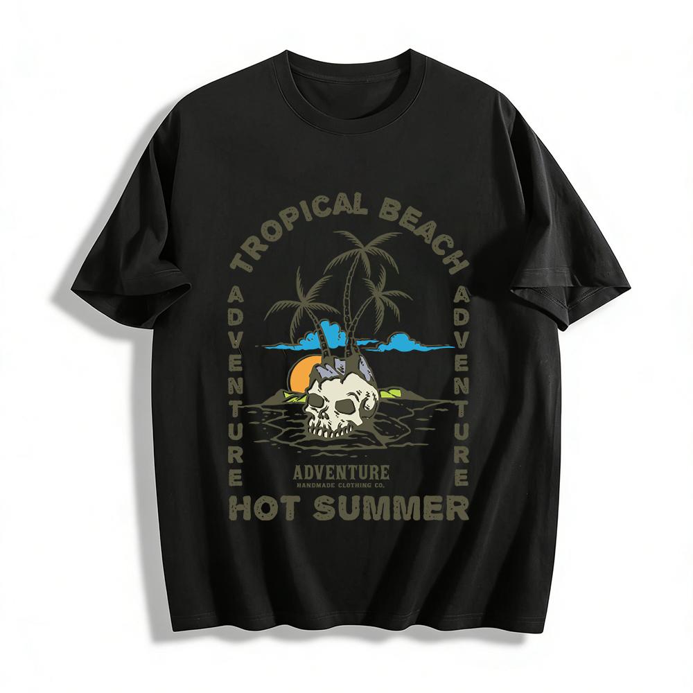 Tropical Beach Adventure Skull Print Tee Hot Summer Vacation Top Pure cotton T-shirt XXS
Tropical Beach Adventure Skull Print Tee Hot Summer Vacation Top Pure cotton T-shirt XXS