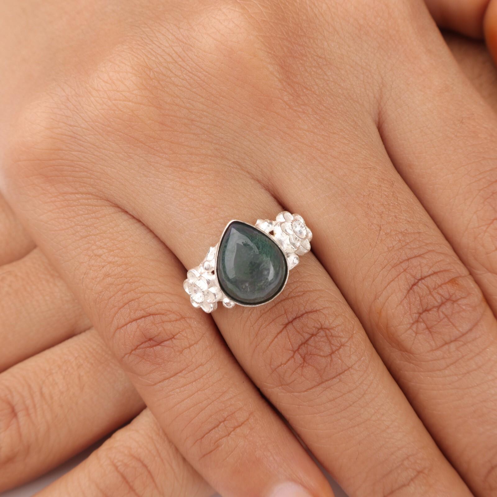 Моховой агат Драгоценный камень 925 Стерлинговое серебро Ювелирные изделия Ручной работы Кольцо для свадебного подарка RR-59-35 13
Моховой агат Драгоценный камень 925 Стерлинговое серебро Ювелирные изделия Ручной работы Кольцо для свадебного подарка RR-59-35 13