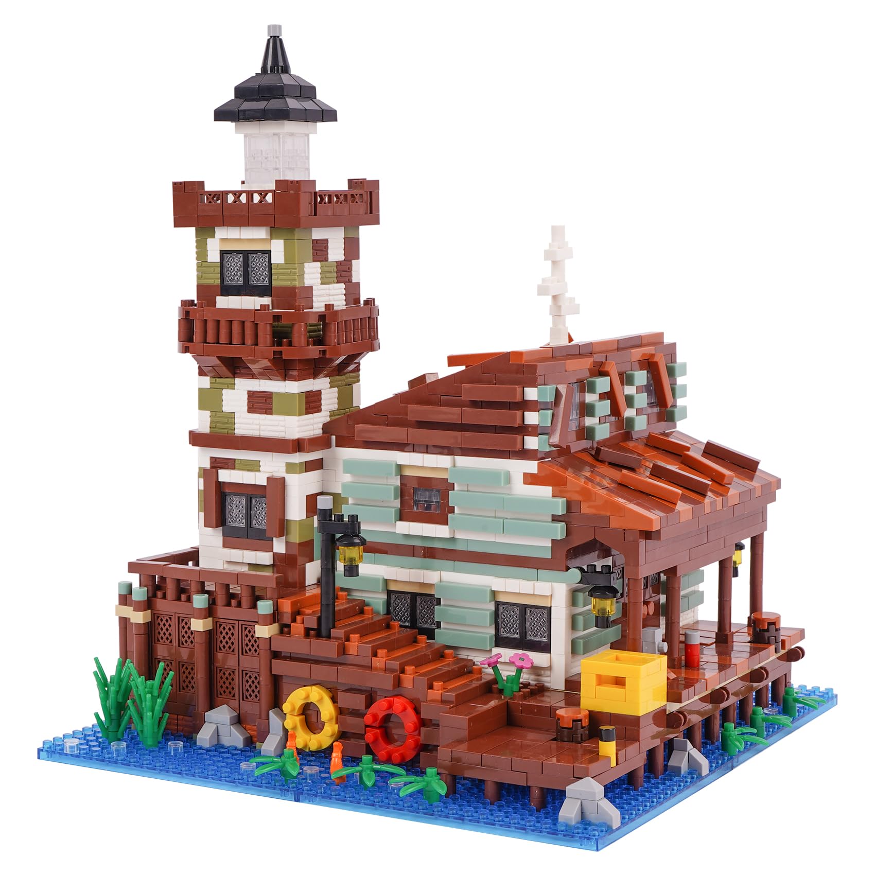 LULUFUN Микроблоки Строительство Приморская Хижина Набор Игрушечных Блоков Рыбацкая Хижина Комплект Дом Рыбацкая Деревня Сборка Сделай Сам Морская Комната Дети Взрослые Праздник День Рождения