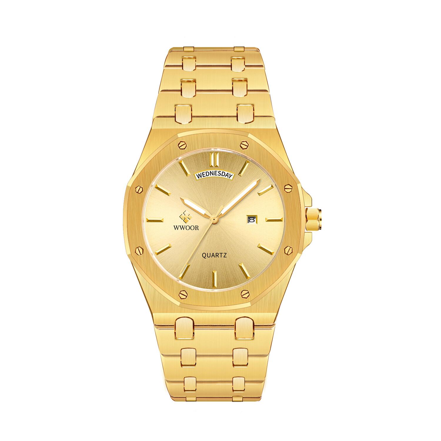 Luxury Men Wristwatch Business Waterproof Luminous Date Week Man Watch Stainless Steel Band Men s Quartz Watches золотий
Luxury Men Wristwatch Business Waterproof Luminous Date Week Man Watch Stainless Steel Band Men s Quartz Watches золотий