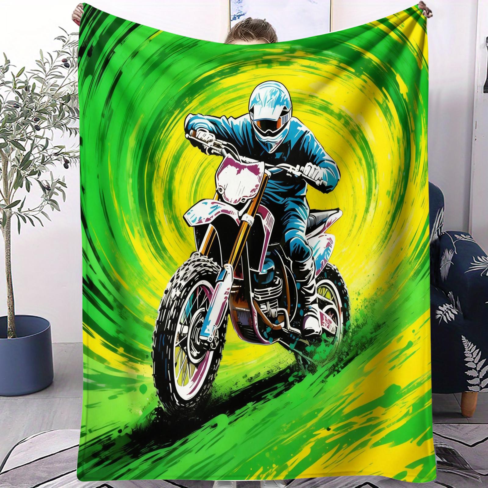 Neon Motocross Rider Art Blanket EyeCatching Energetic Throw for Bedroom Sofa Extreme Sports Fans Ideal for Leisure Decor 70x100cm
Neon Motocross Rider Art Blanket EyeCatching Energetic Throw for Bedroom Sofa Extreme Sports Fans Ideal for Leisure Decor 70x100cm