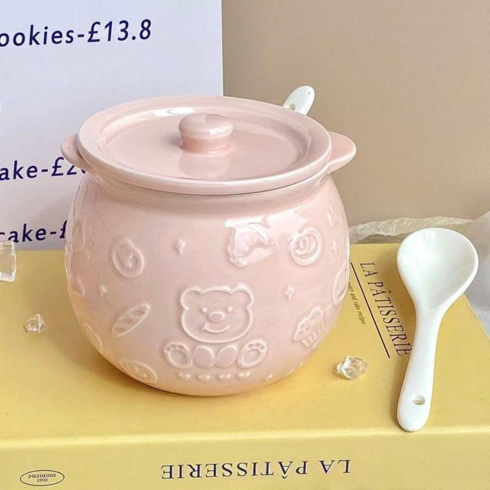 Cute Bear Ceramic Oil Bottle Seasoning Pot Spicy Salt Tank Kitchen Pepper Special bottle With Lid Spoon Kitchen Storage pot розовый
Cute Bear Ceramic Oil Bottle Seasoning Pot Spicy Salt Tank Kitchen Pepper Special bottle With Lid Spoon Kitchen Storage pot розовый
