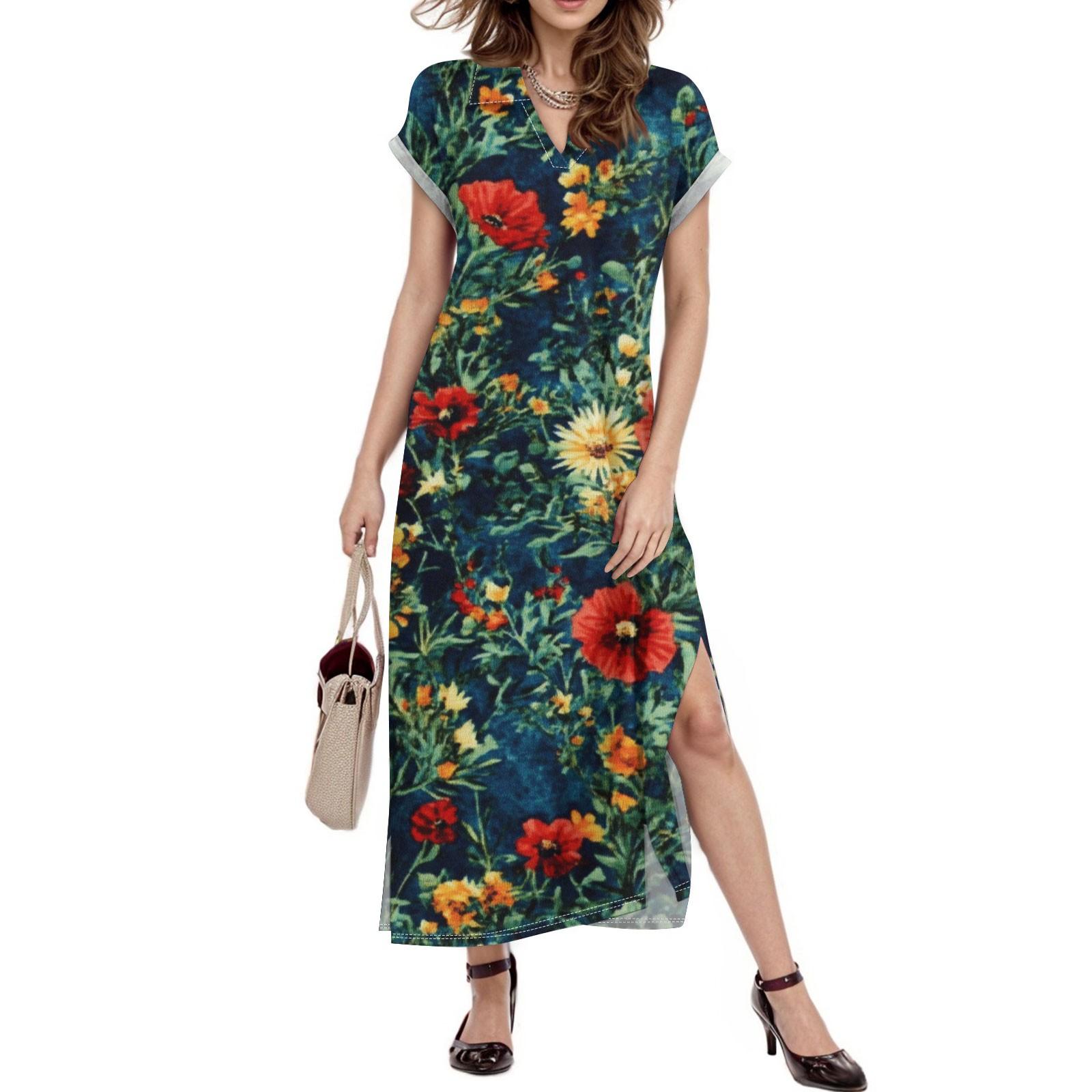 Women s Floral Maxi Dress Casual V Neck Long Shirt Dress Loose Slit Holiday Short Sleeve Dress XL
Women s Floral Maxi Dress Casual V Neck Long Shirt Dress Loose Slit Holiday Short Sleeve Dress XL